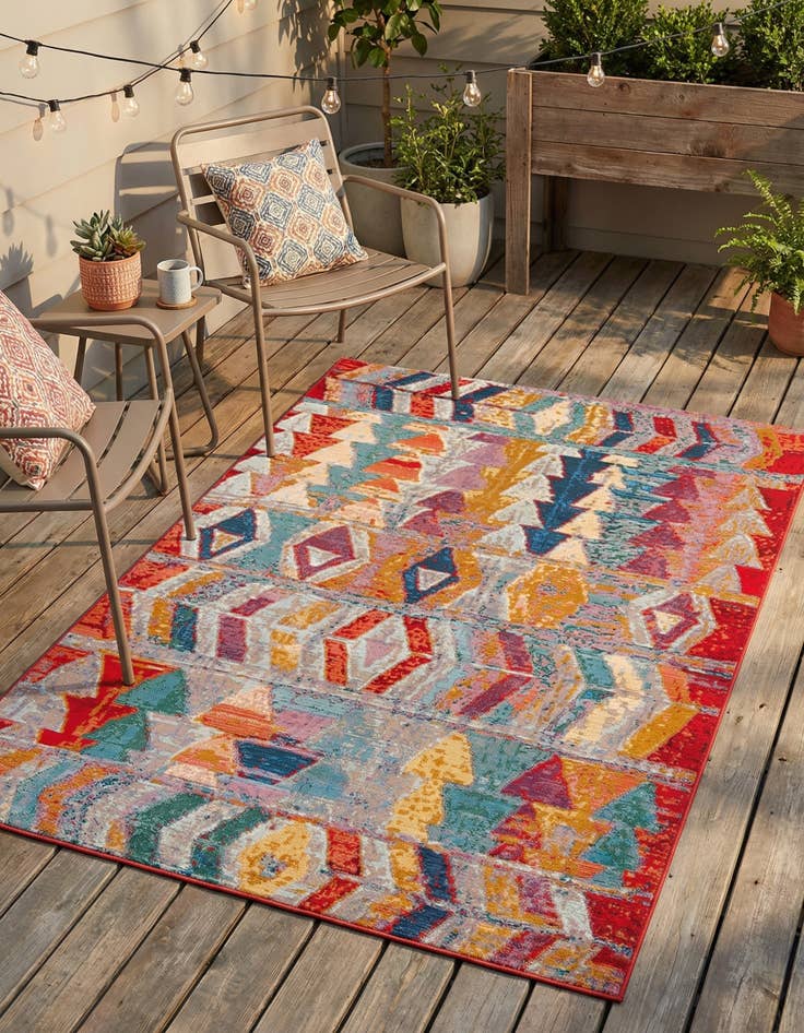 Detail image of 1' 4 x 1' 4  Washable Modern Indoor / Outdoor Sample Rug