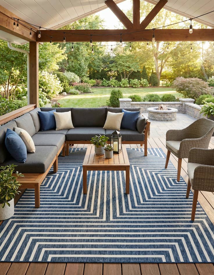 Detail image of  10' x 14'  Washable Modern Indoor / Outdoor Rug