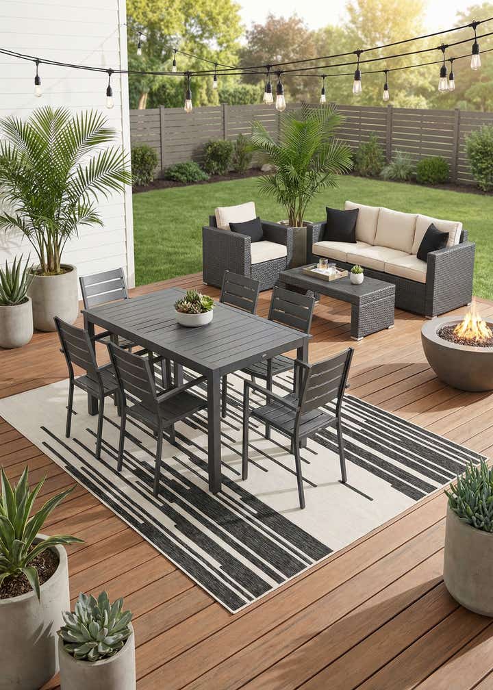 9' x 12' Easy-Clean Modern Indoor / Outdoor Rug