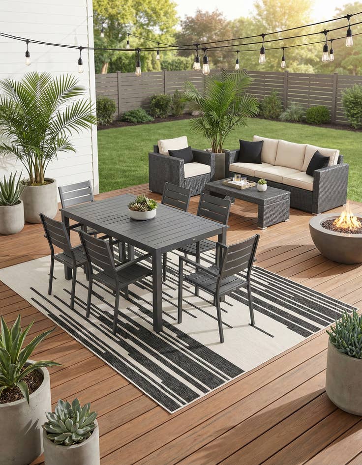 Detail image of 9' x 12'  Washable Modern Indoor / Outdoor Rug