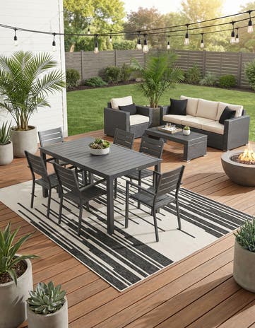 9' x 12' Easy-Clean Modern Indoor / Outdoor Rug