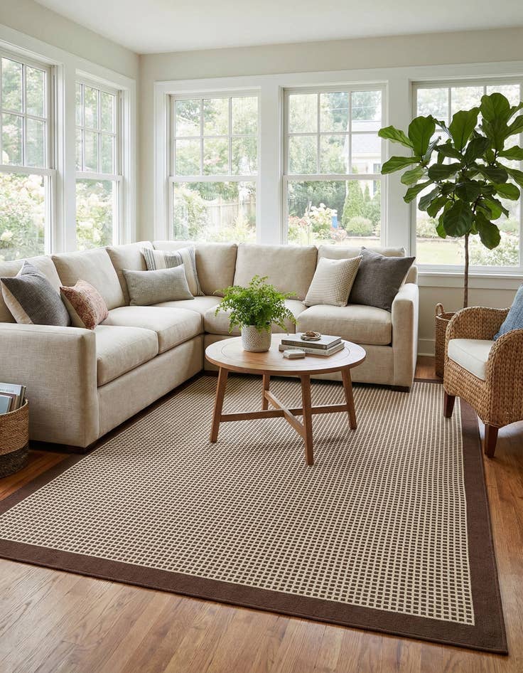 Detail image of 6' x 9'  Washable Border Indoor / Outdoor Rug