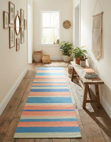 2' 7 x 10' Hand Woven Flatweave Cotton Dhurrie Runner Rug