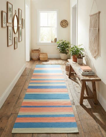 2' 7 x 10' Hand Woven Flatweave Cotton Dhurrie Runner Rug