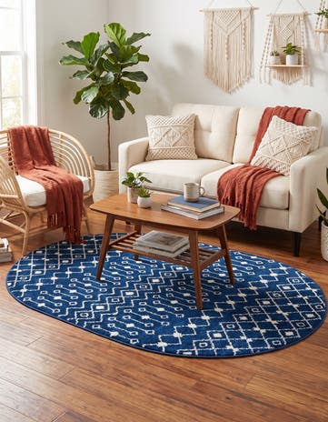 4' x 6' Moroccan Trellis Oval Rug