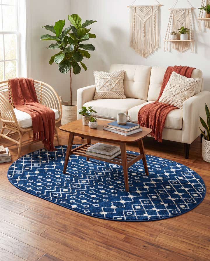 4' x 6' Moroccan Trellis Oval Rug