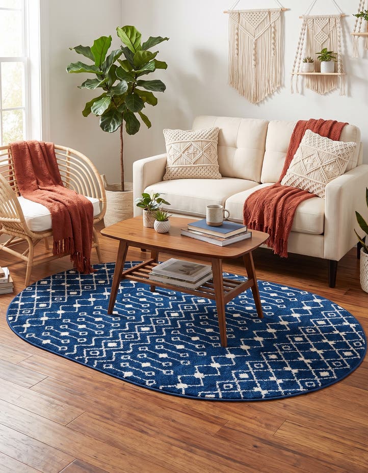 4' x 6' Moroccan Trellis Oval Rug