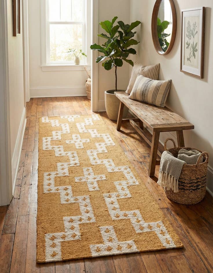 Detail image of 2' x 6' 1 Hand Woven Kilim Wool Runner Rug