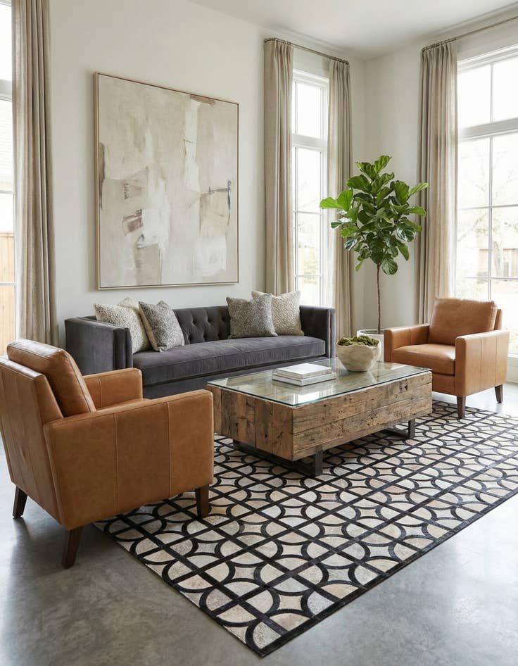 Detail image of 5' 3 x 7' 7 Cowhide Rug