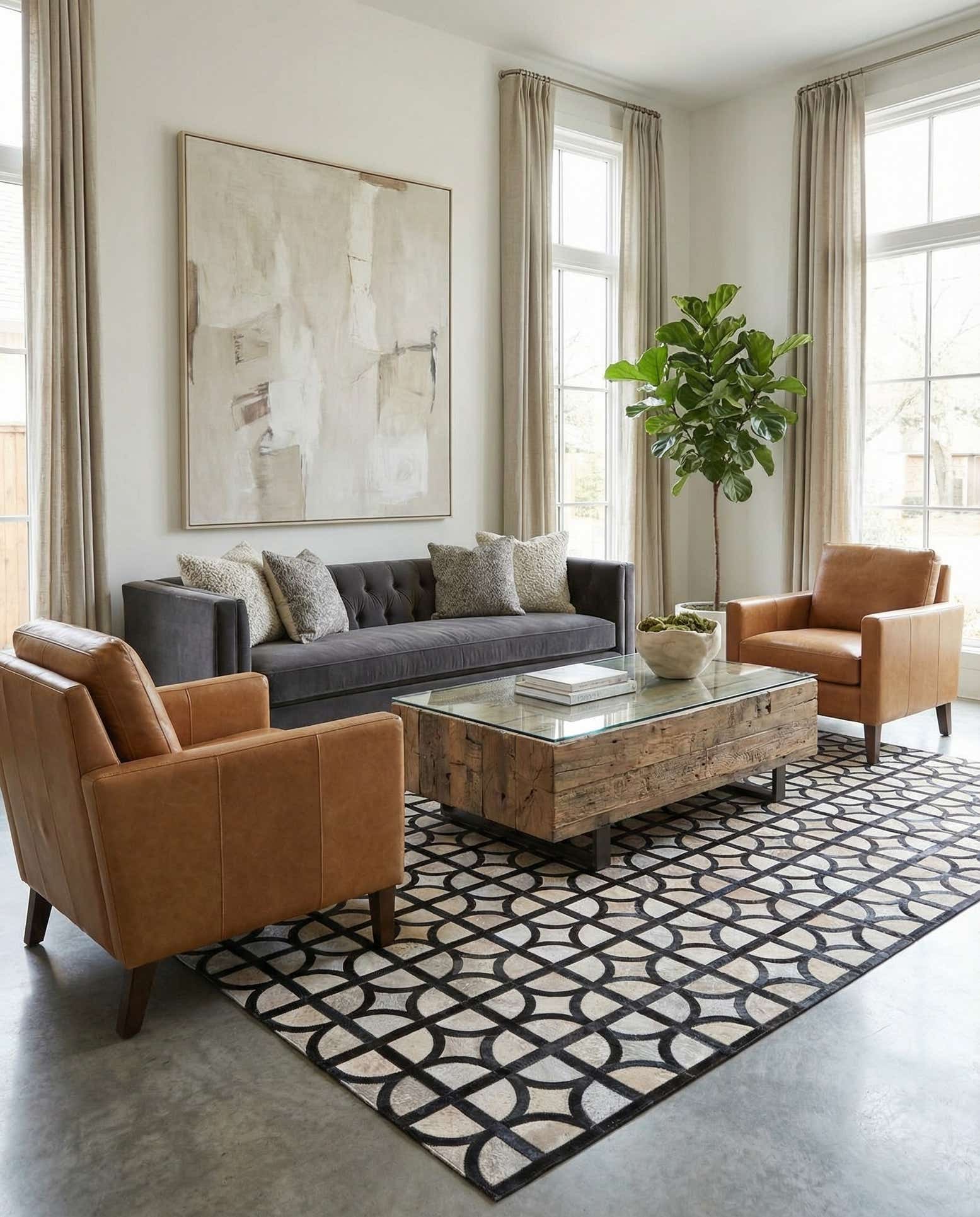 5' 3 x 7' 7 Cowhide Rug