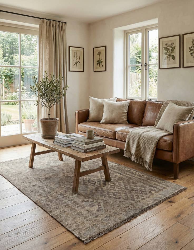 Detail image of 4' x 5' 9 Hand Woven Kilim Maymana Wool Rug