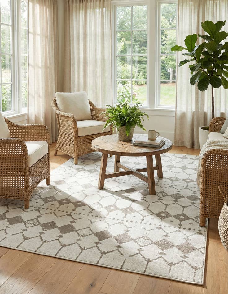 Detail image of 6' x 9'  Washable Trellis Indoor / Outdoor Rug