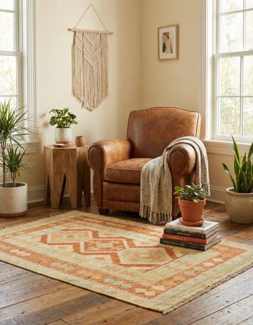 3' x 4' 9 Hand Woven Kilim Waziri Wool Rug