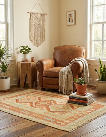 3' x 4' 9 Hand Woven Kilim Waziri Wool Rug