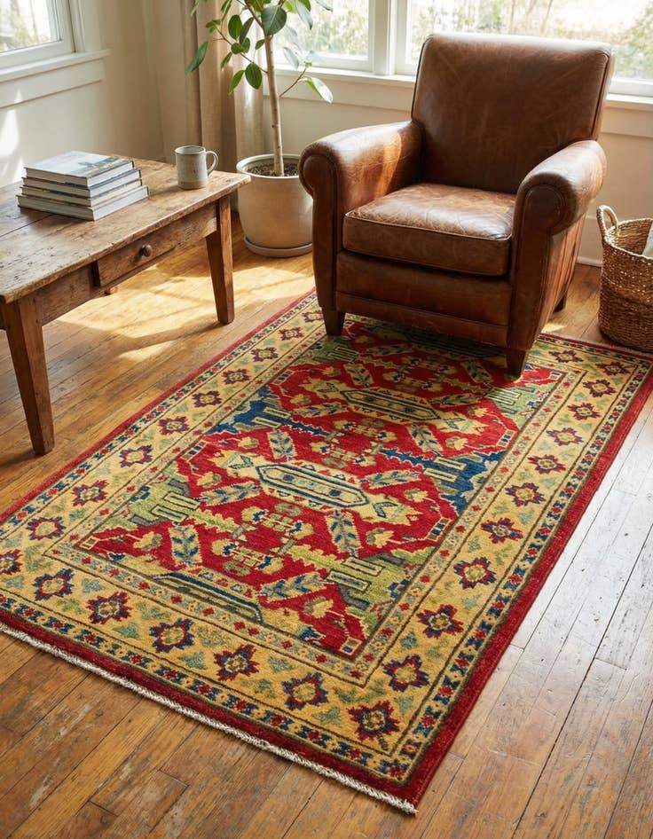 Detail image of 2' 8 x 4'  Hand Knotted Kazak Rug