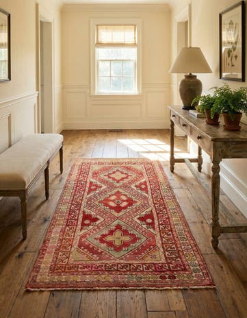 4' 6 x 7' 9 Hand Knotted Anatolian Oriental Wool Runner Rug