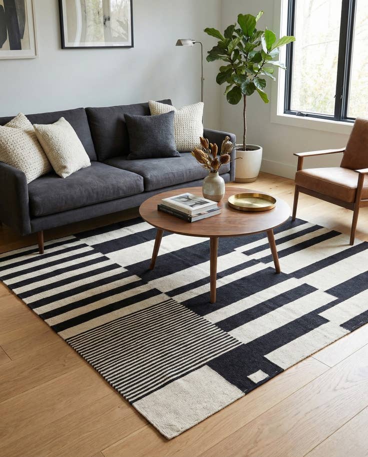 Detail image of 5' x 6' 8 Hand Woven Kilim Modern Wool Rug