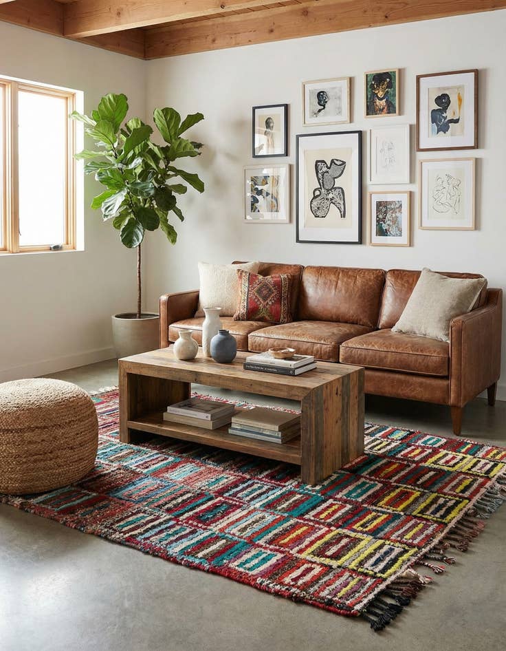 Detail image of 5' 2 x 7' 10  Hand Knotted Moroccan Wool Rug