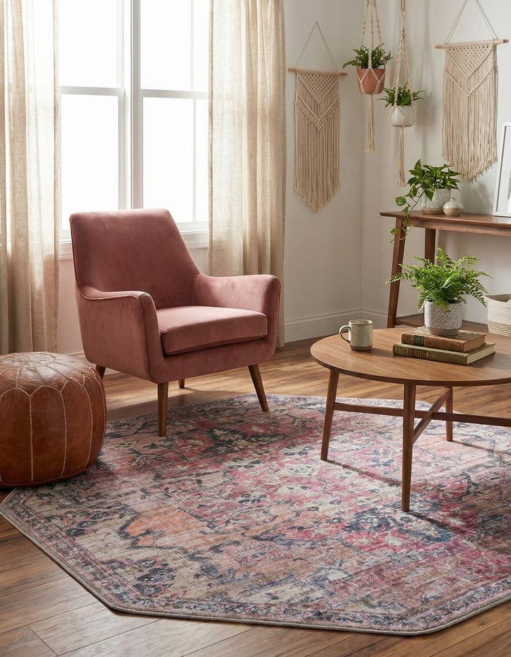 5' 3 x 5' 3 Washable Nostalgia Octagon Rug