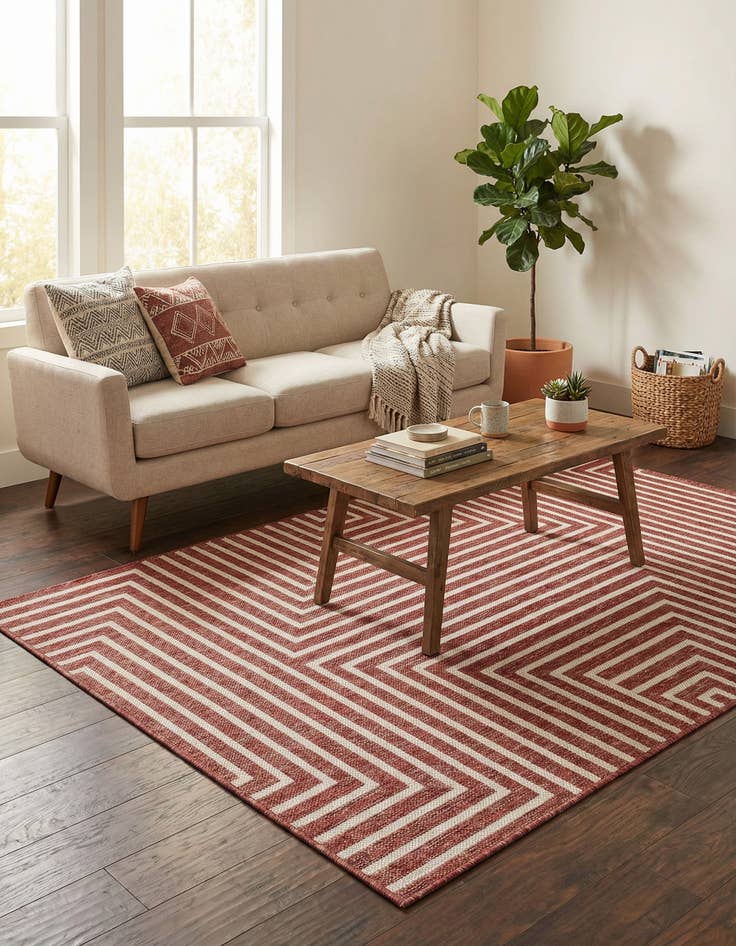Detail image of 4' x 6' Easy-Clean Modern Indoor / Outdoor Rug
