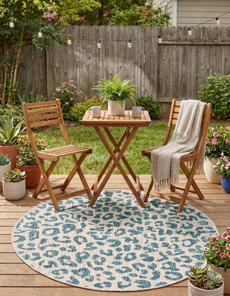 Detail image of 4' x 4'  Washable Safari Indoor / Outdoor Round Rug