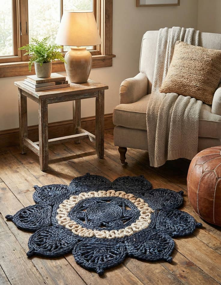 Detail image of 2' x 2'  Hand Braided Jute Round Rug