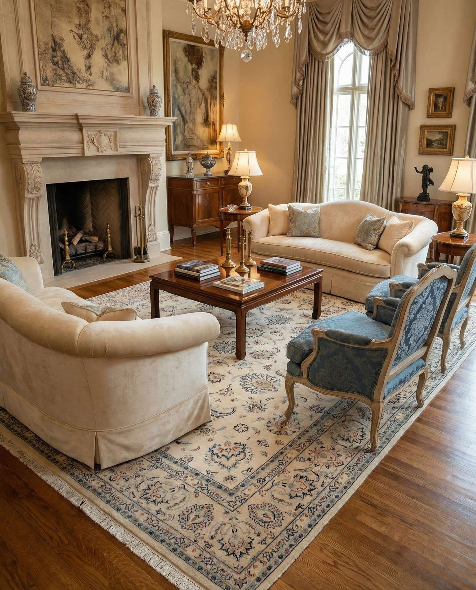 9' 7 x 12' 11 Hand Knotted Isfahan Persian Wool Rug