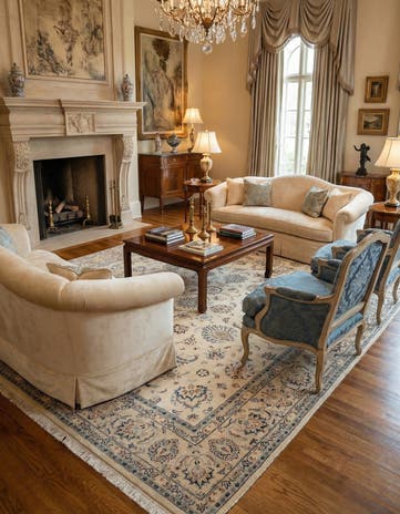 9' 7 x 12' 11 Hand Knotted Isfahan Persian Wool Rug