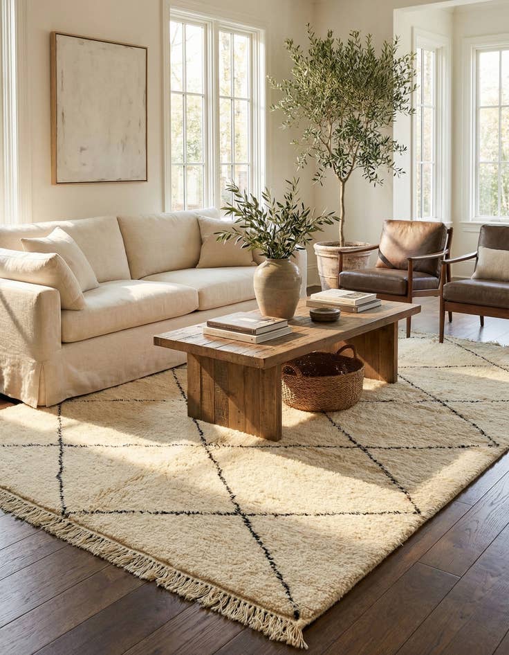 Detail image of 6' 7 x 9' 10  Hand Knotted Moroccan Wool Rug