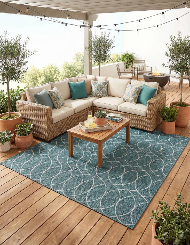 Detail image of 10' x 10'  Washable Trellis Indoor / Outdoor Square Rug