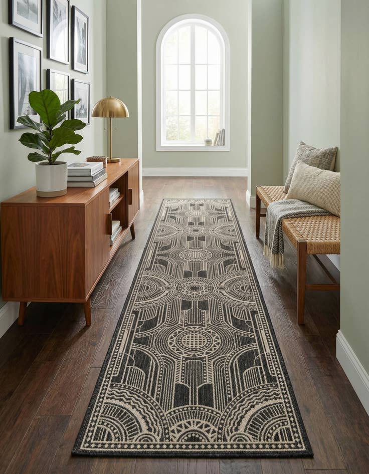 Detail image of  2' 7 x 12'  Washable Traditional Indoor / Outdoor Runner Rug