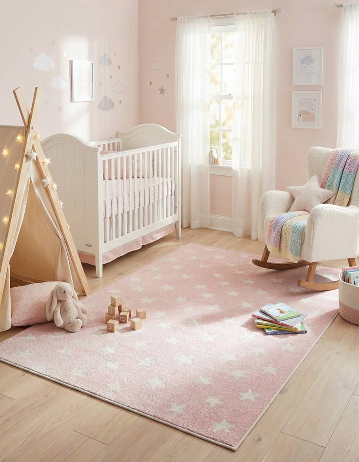 Detail image of  5' 3 x 8' Stars Whimsy Kids Rug