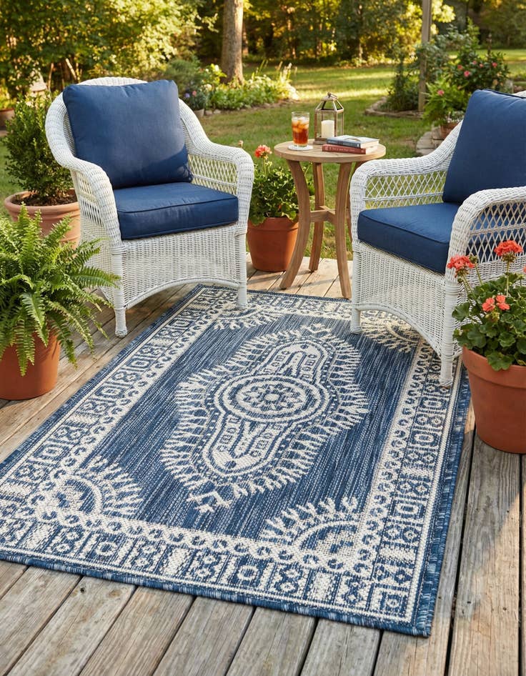 Detail image of 2' x 3'  Washable Traditional Indoor / Outdoor Rug