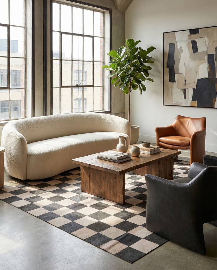Detail image of 5' x 7' 10 Cowhide Leather Rug