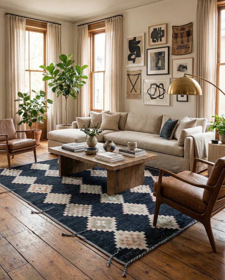 Detail image of 9' 1 x 11' 10 Hand Knotted Moroccan Wool Rug