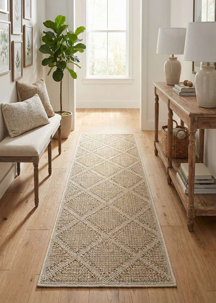 2' x 6' 1 Easy-Clean Lattice Indoor / Outdoor Runner Rug