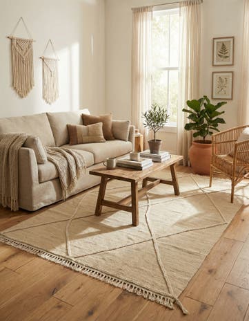 4' 3 x 6' 1 Hand Knotted Moroccan Wool Rug