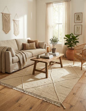 4' 3 x 6' 1 Hand Knotted Moroccan Wool Rug