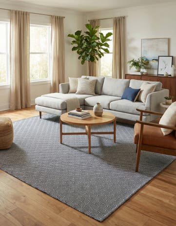 10' x 10' Hand Woven Geo Trellis Flatweave Square Rug