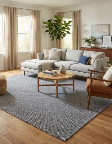 10' x 10' Hand Woven Geo Trellis Flatweave Square Rug