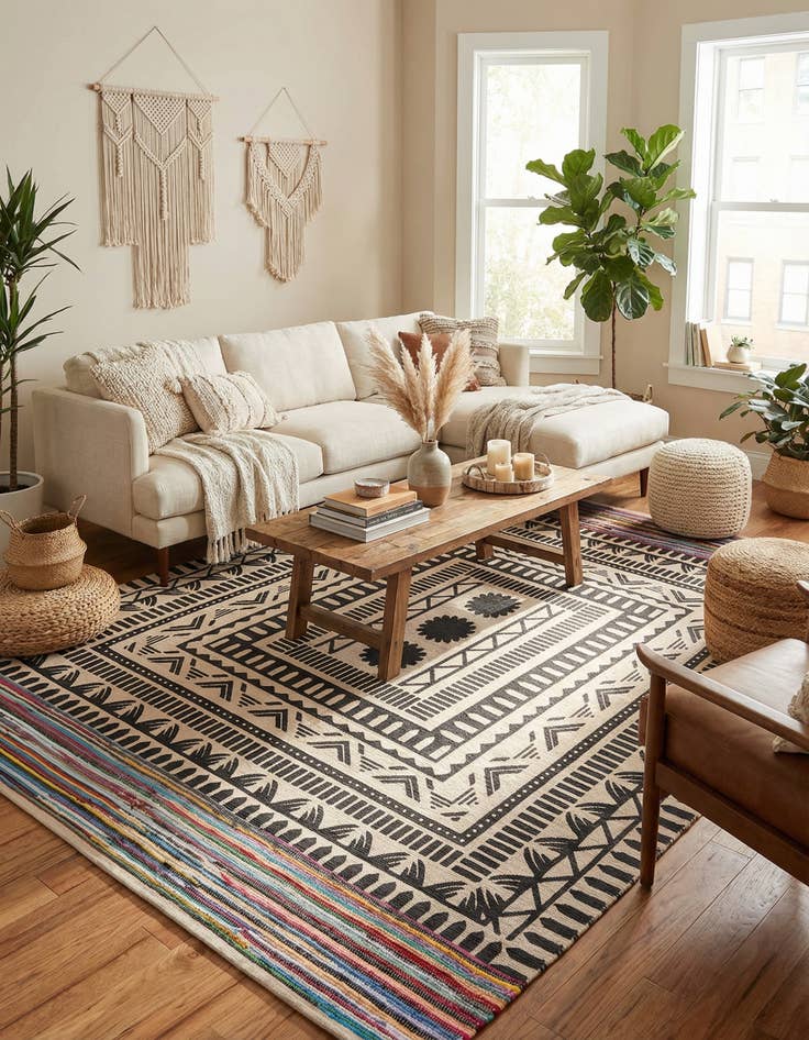 Detail image of 7' 10 x 10'  Hand Braided Chindi Cotton Rug