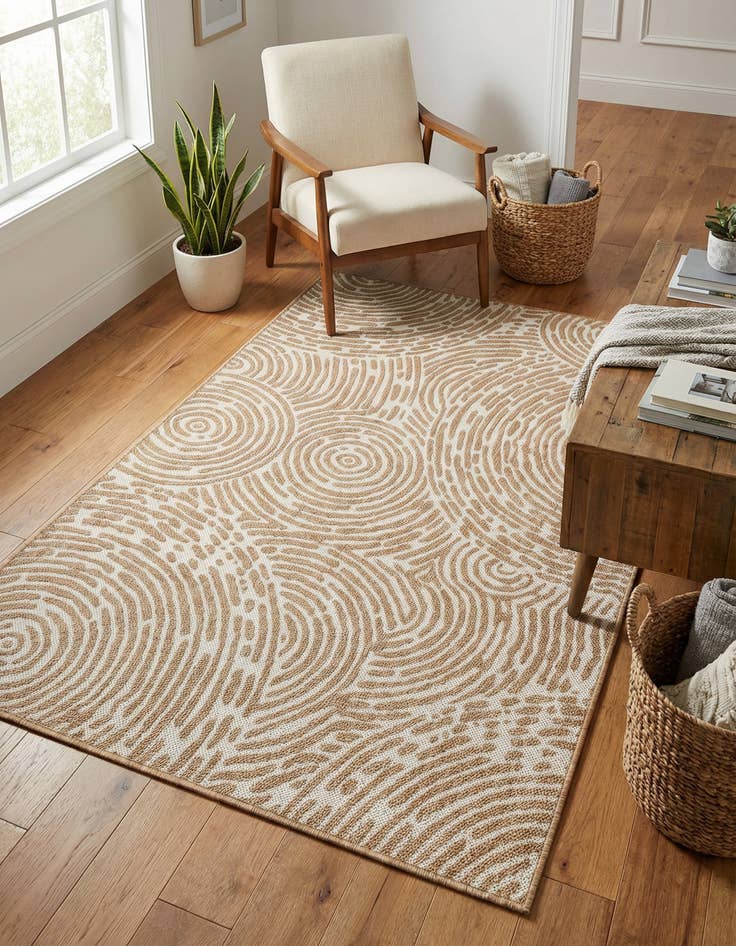 Detail image of 4' x 6'  Washable Modern Indoor / Outdoor Rug