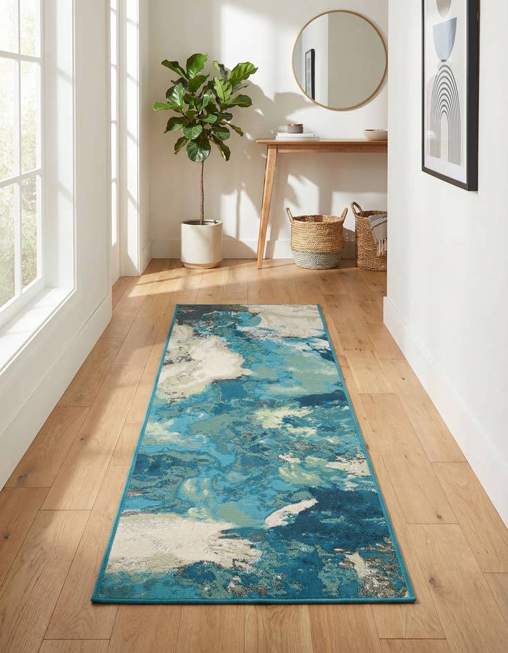 Detail image of 2' x 6' 1  Washable Modern Indoor / Outdoor Runner Rug