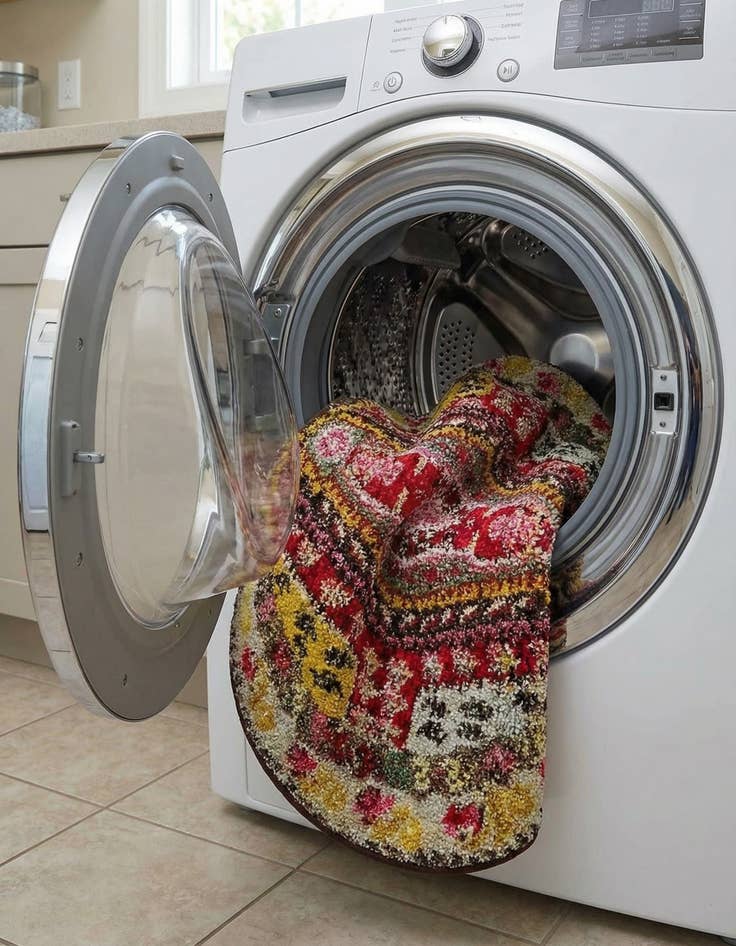 Detail image of 3' 3 x 3' 3  Washable Santa Fe Round Rug