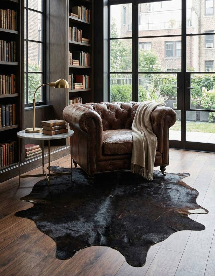 Detail image of 5' 1 x 5' 11 Cowhide Leather Rug