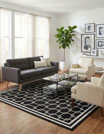Jill Zarin Black Metropolitan Uptown Square Rug