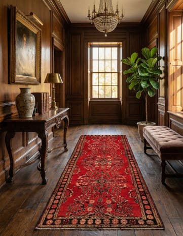 3' 7 x 10' 3 Hossainabad Wool Runner Rug