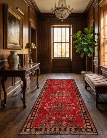 3' 7 x 10' 3 Hossainabad Wool Runner Rug