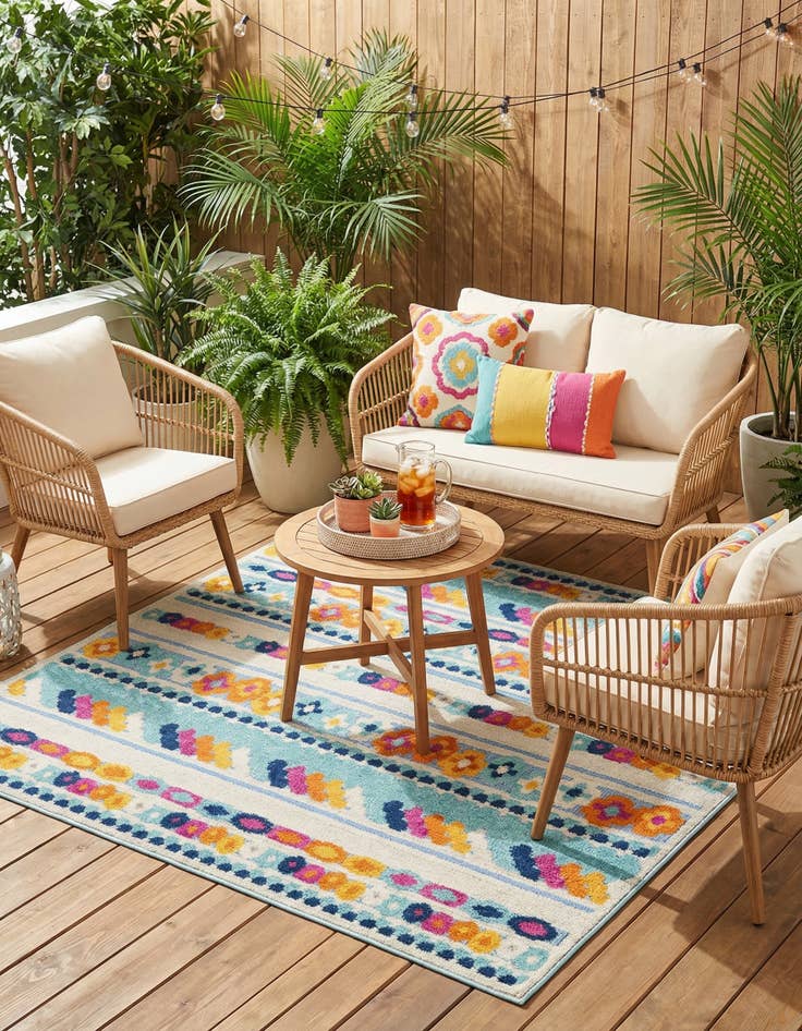 Detail image of 5' 3 x 5' 3  Washable Aruba Indoor / Outdoor Square Rug