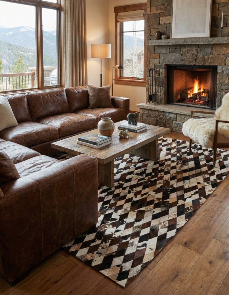 Detail image of 8' 1 x 10' 2 Cowhide Stocks Rug